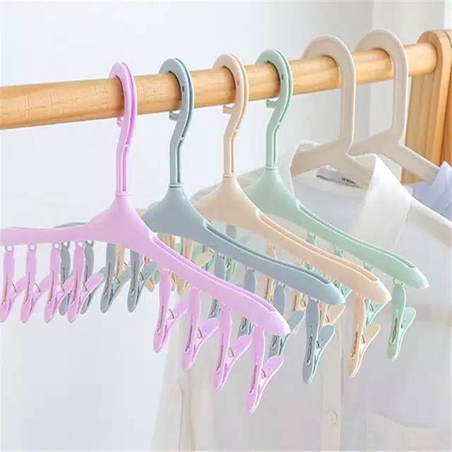 Gantungan baju jepit jepitan hanger 8 in 1 hanger jemuran pakaian kaos kaki