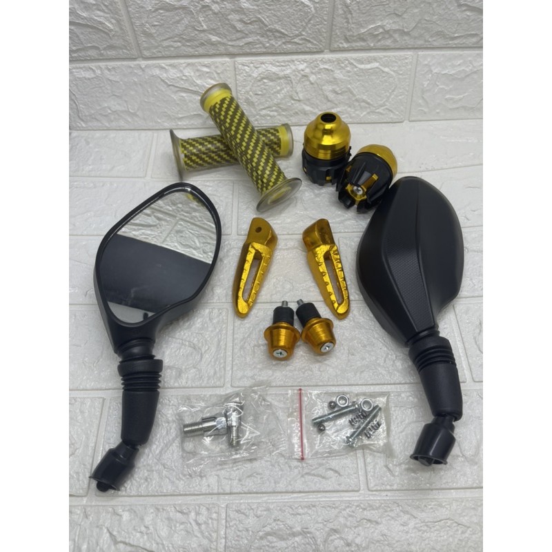 paket Honda-Spion Click Polos+Handgrip Karbon+Jalu As Jumbo+Jalu Stang Matic+Footstep Scoopy Lokal