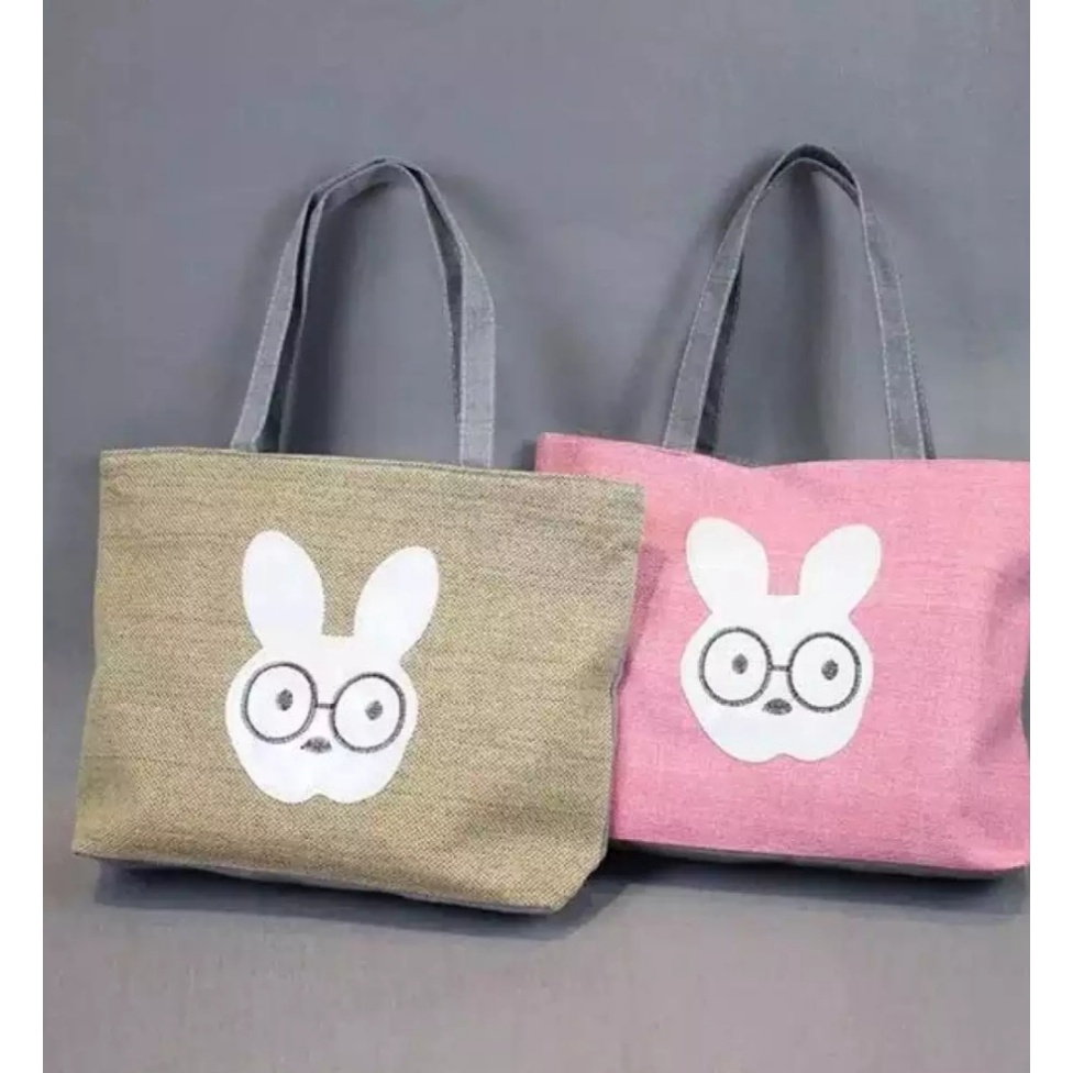 Tote Bag Korea Terbaru Murah-Tote Bag Rabbit-Tas Tote-Tas Belanja-Tas Sekolah-Tas Kuliah