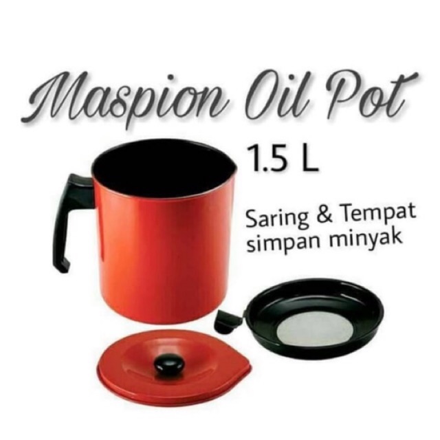 Maspion Tempat Minyak Bekas Menggoreng dengan Saringan Ampas Goreng 1.5L Set Kitchen Oil Pot Ukuran 