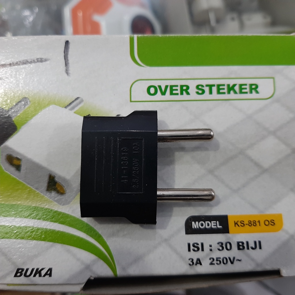 OVER STEKER COLOKAN KINGSUN /CONVERTER SAMBUNGAN BATOK CHARGER GEPENG KE BULAT ORIGINAL