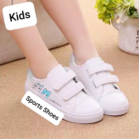 Sepatu Anak Dan Dewasa Sneakers Prepet Meow Putih Toska Lucu