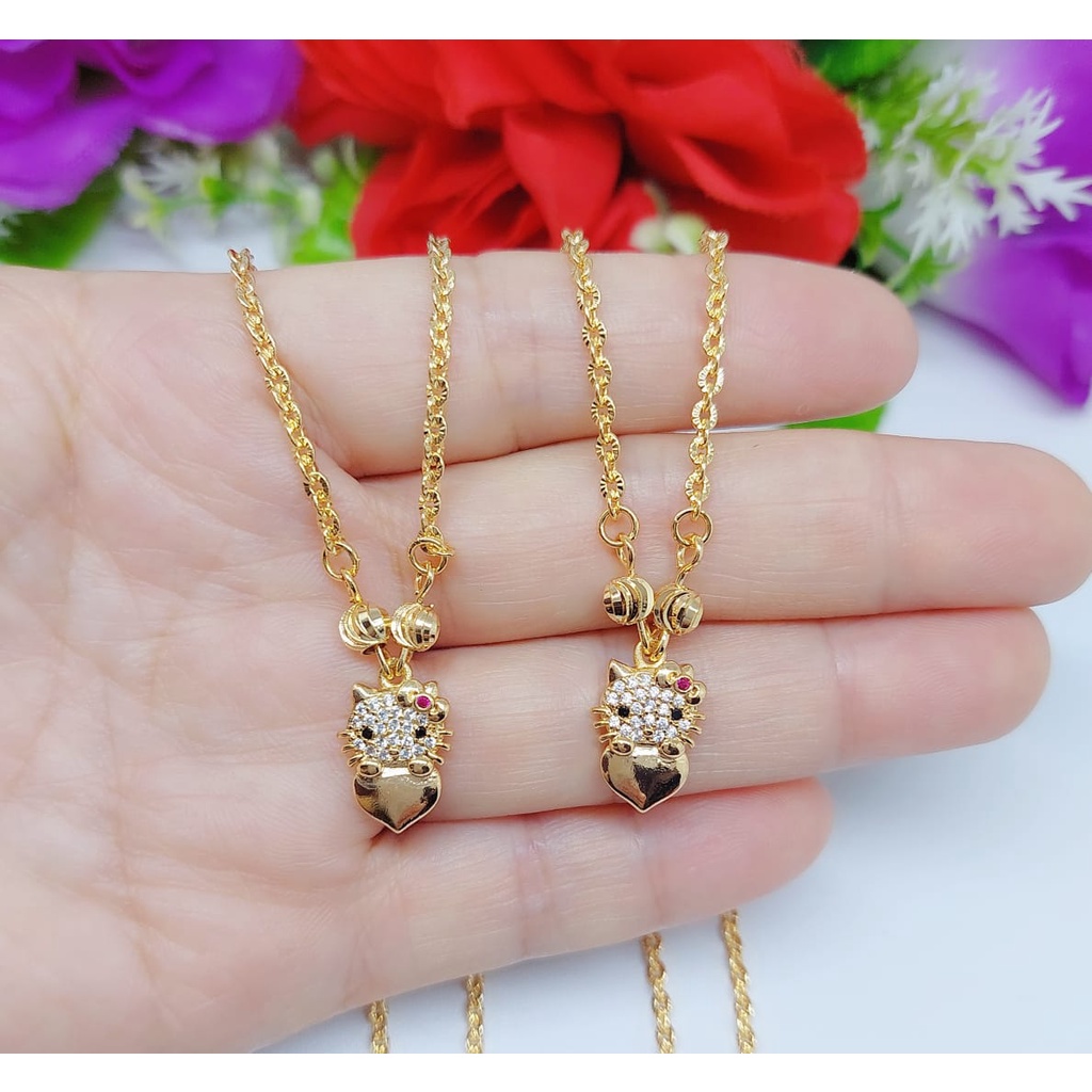 Set Perhiasan kalung dan anting lapis emas HK