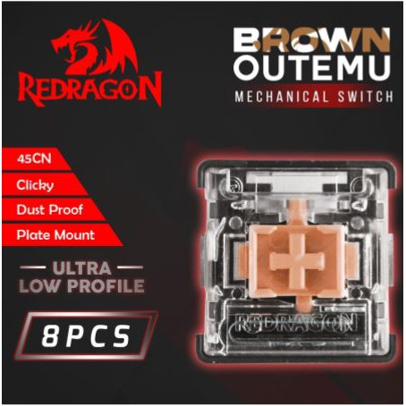 Switch mechanical redragon outemu 8pcs ultra low profile dustproof blue red brown roms-dpulp rd bl br