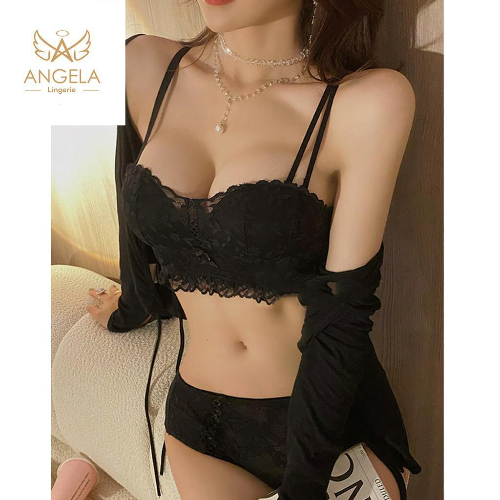 ANGELA PREMIUM JAPAN Bra BH Push Up Set No Kawat Celana Dalam Wanita Bikini Sport Beha Lingerie Korea Fashion Bralette Remaja Perempuan Sexy Pakaian Dalam COD Renang Motif Cewek Pita Bunga Murah Yola Tali Jumbo