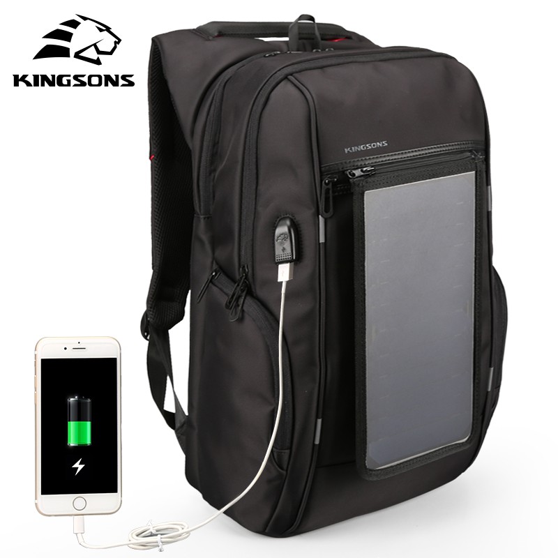 Kingsons Tas Ransel Solar Panel dengan USB Port   KS3140W I   Black