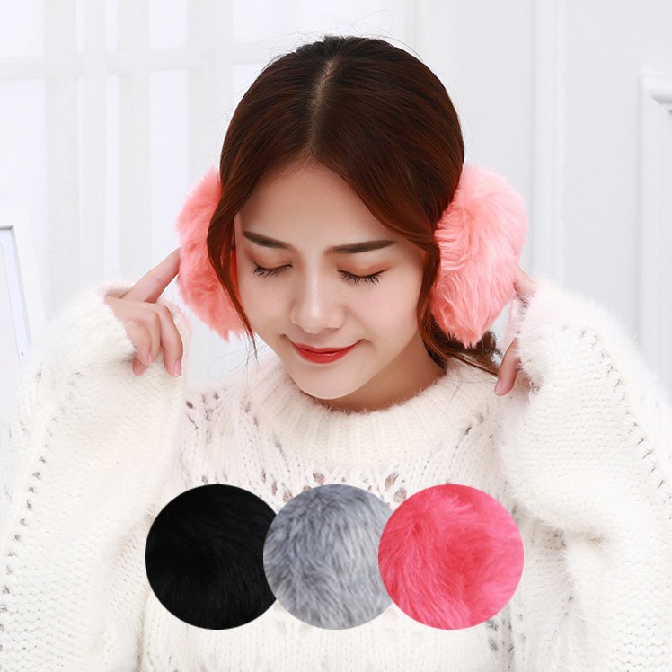 EMB unisex earmuff dewasa penutup pelindung penghangat telinga bulu halus