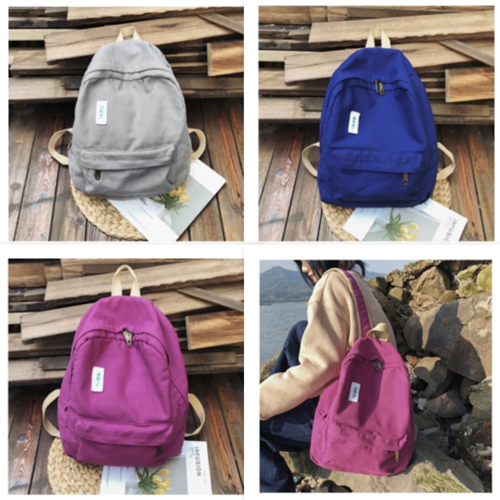 WYK47 Tas Ransel Multifungsi Backpack Modern Kanvas Simple Colour Murah Impor TKM