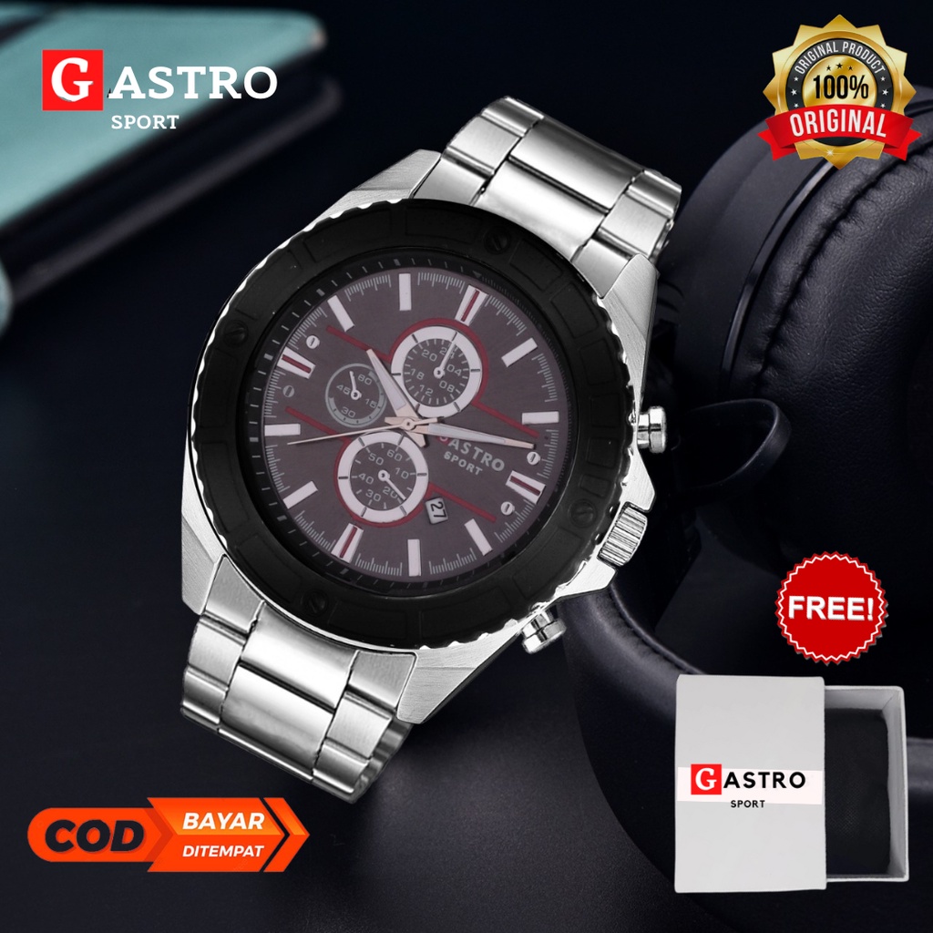 Jam Tangan Kasual Pria Analog Quartz Gastro Sport Stainless jam cowok murah kekinian