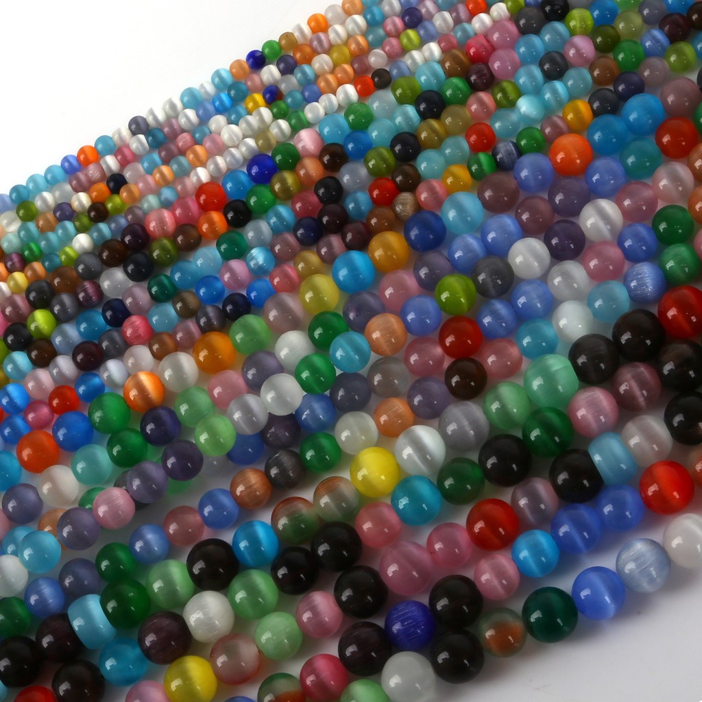 40/50/60100pcs Mixed Color Approx Glass Beads Round Opal Natural Cat Eye Beads For Bracelet Earrings DIY Jewelry Making