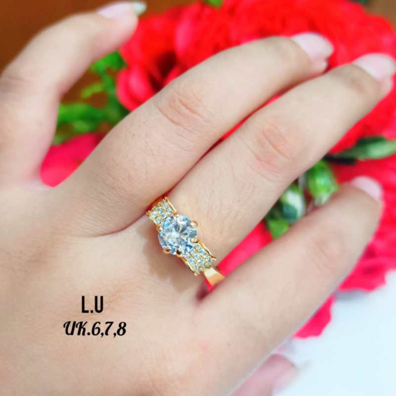 Cincin pita permata zircon perhisan gold&amp;silver Korea anti karat *COD*