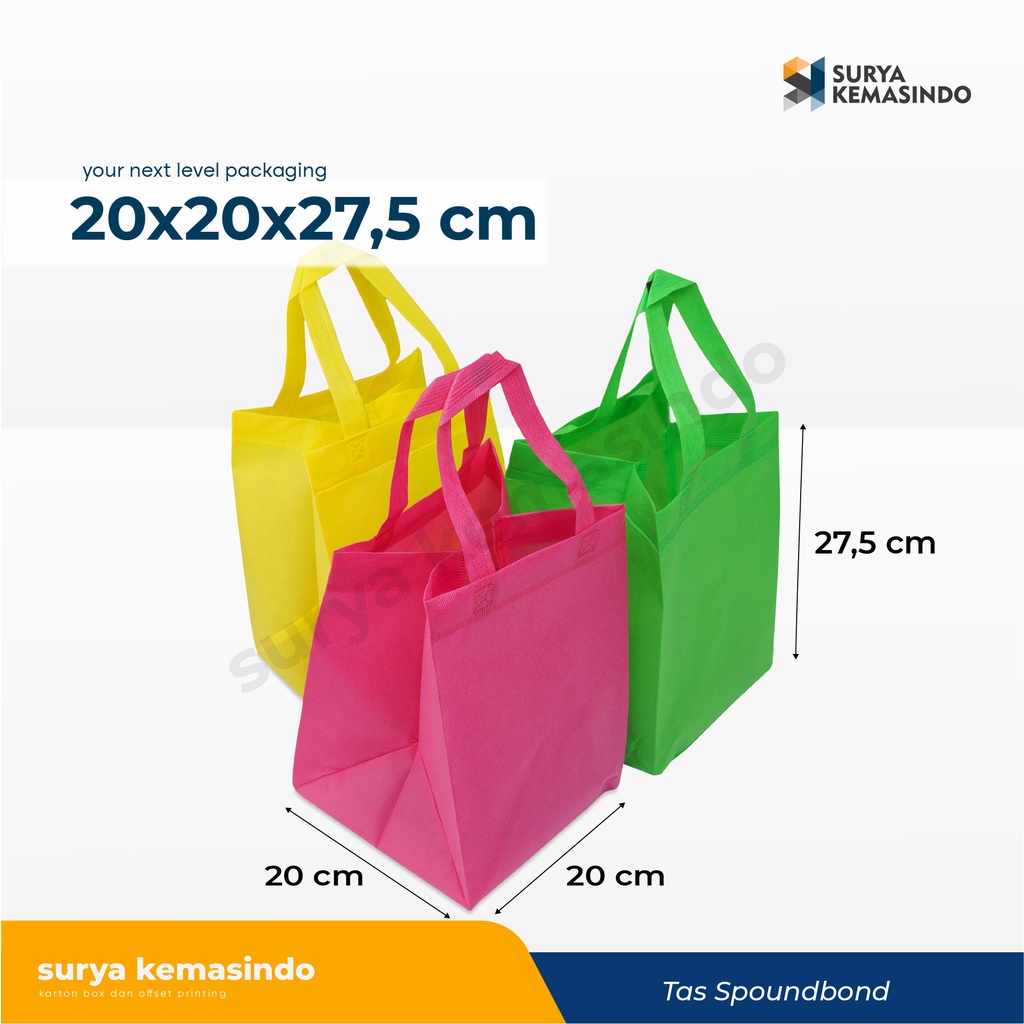 

Tas Spunbond 3D ( 20x20x27,5 cm ) tasspunbond/goodiebag/taskain/taskado