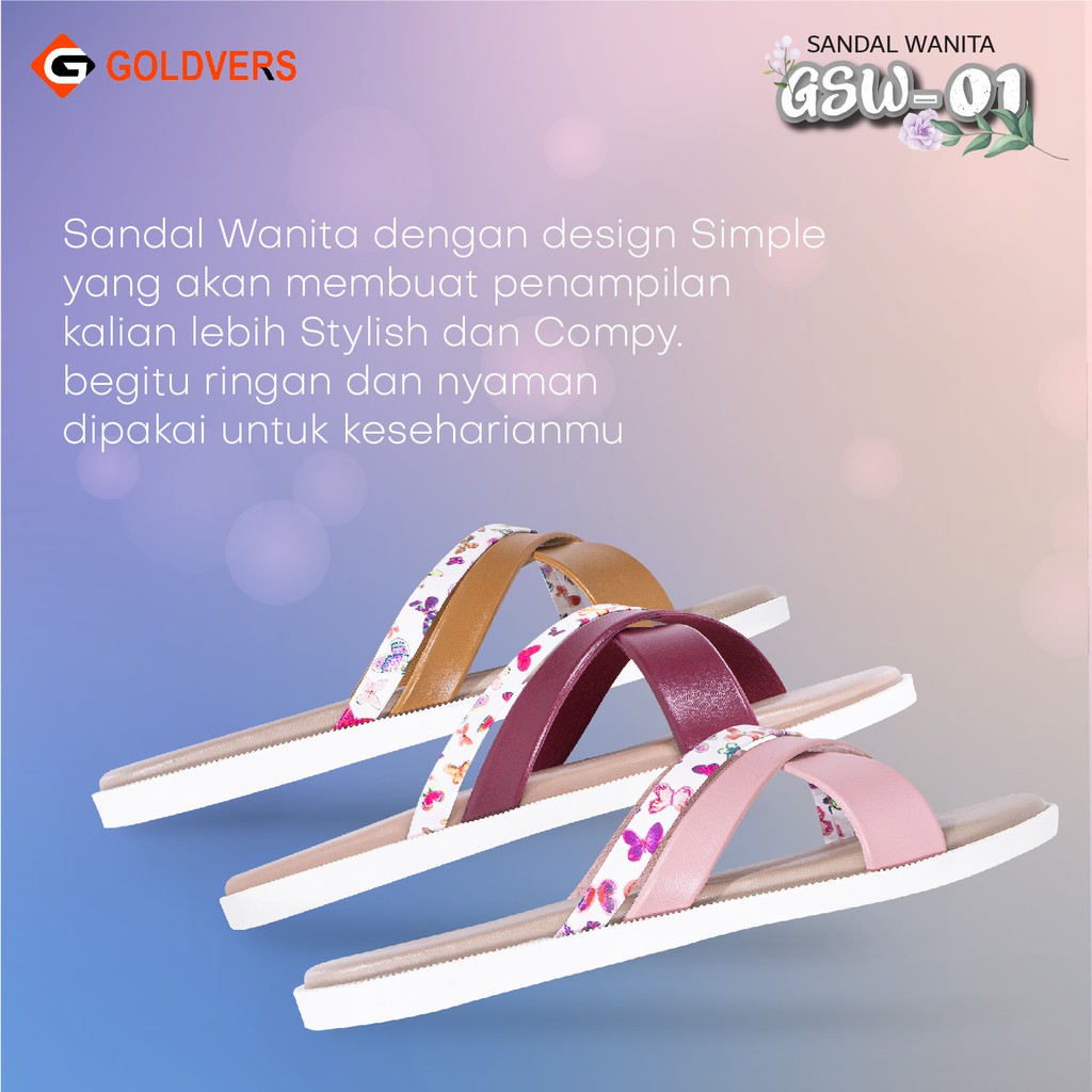 Sandal Flat Goldvers Sandal wanita Ori Import Teplek Selop Santai Cewe - Goldiesbags