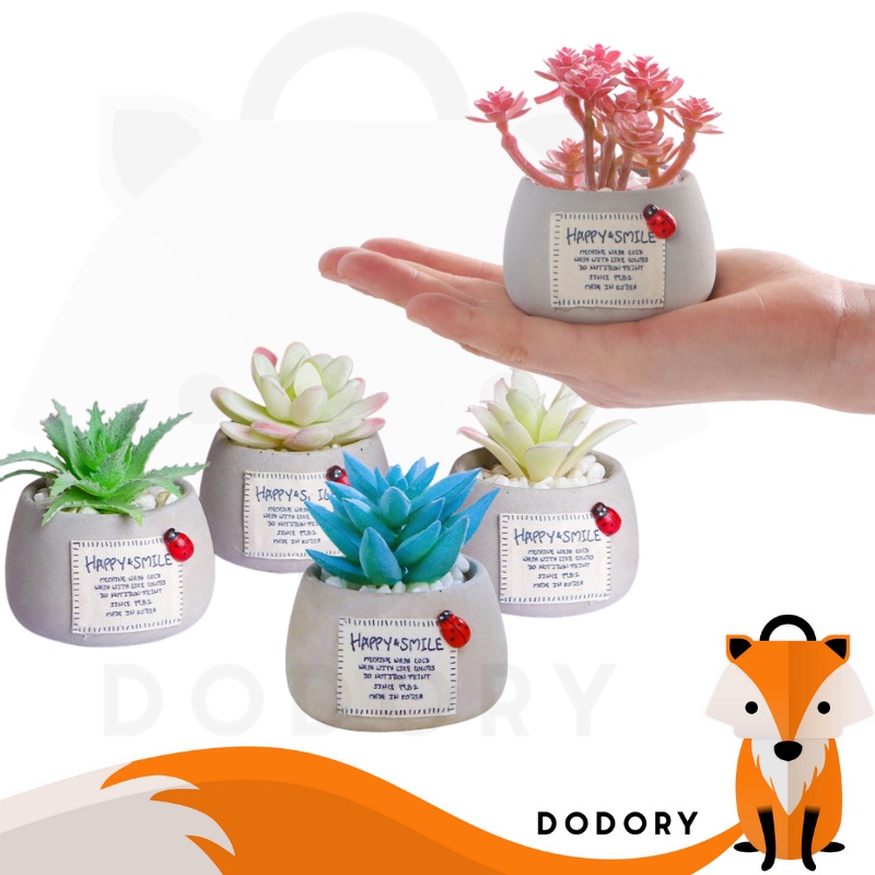 DODORY PT52 Pot Mini Tanaman Hias Bonsai 7 Varian Warna Warni Artificial Minimalis