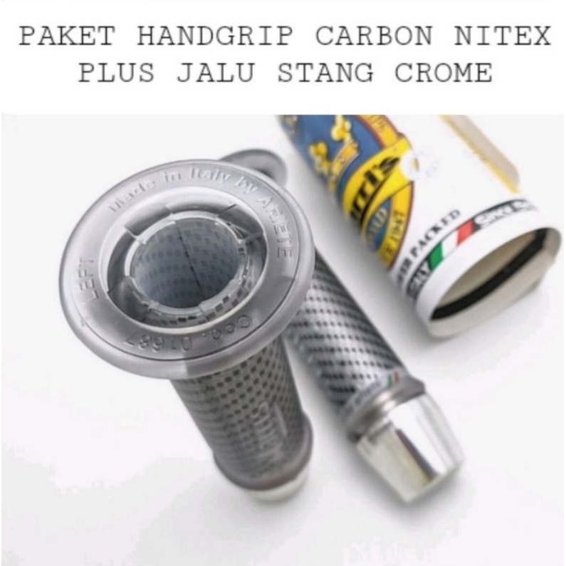 HANDGRIP GAS NITEX CARBON+BANDUL JALU STANG CROME PNP UNIVERSAL MOTOR