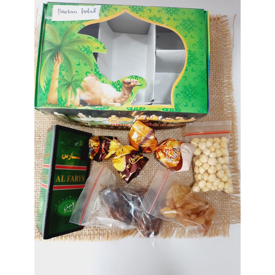 

PAKETAN BALAD/PAKET EKONOMIS/OLEH-OLEH HAJI DAN UMROH/KURMA/KACANG ARAB/KISMIS/COKLAT/PARFUM