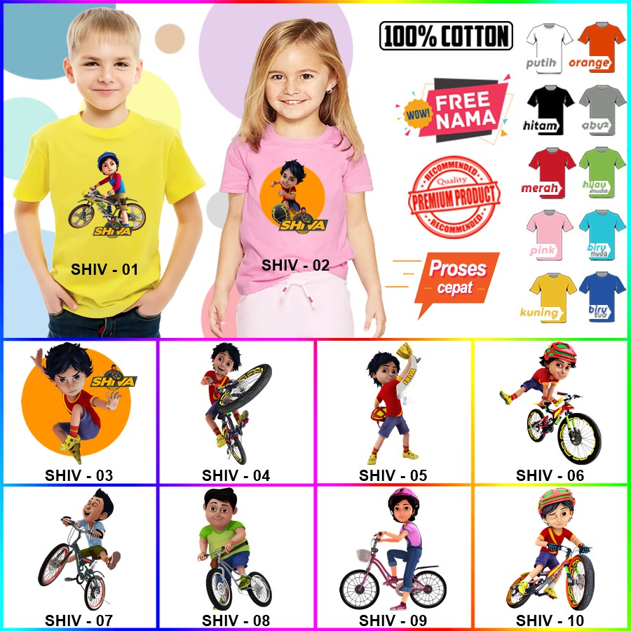 Baju Kaos ANAK DAN DEWASA SEPEDA SHIVA / SHIVA CYCLE A THON COUPLE (FREE NAMA)