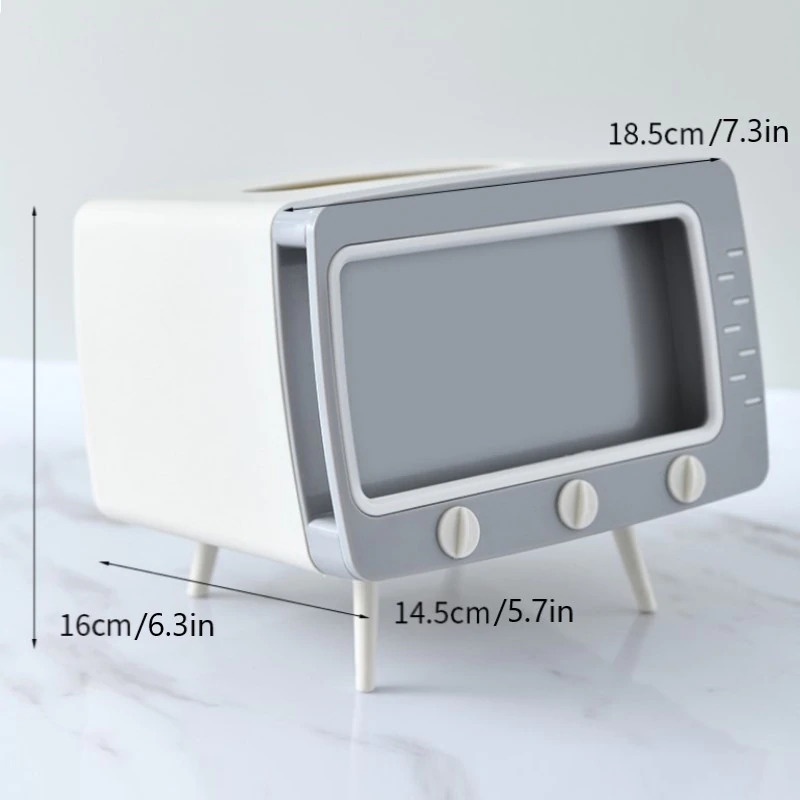 Kotak Tisu Model TV with Smartphone Holder - Gray