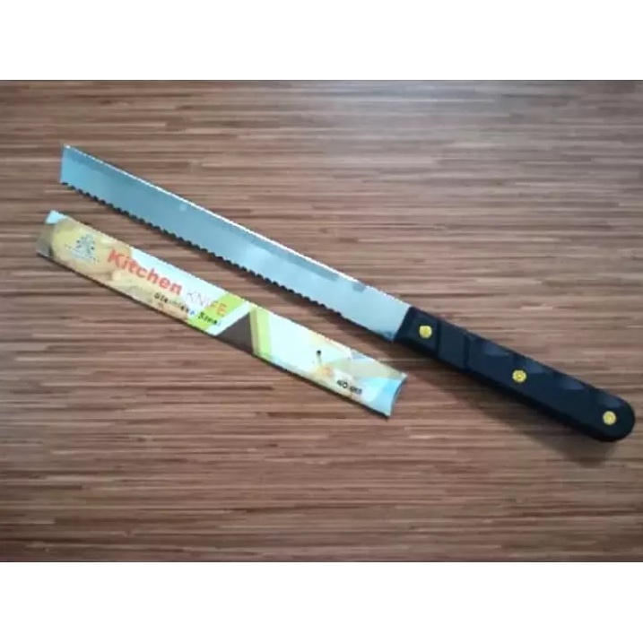 Pisau Roti Panjang 2 Sisi Bread Knife Stainless Steel Alat Potong Bolu — 9