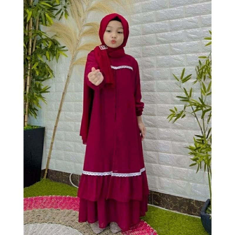 GAMIS ANAK PEREMPUAN TERBARU GAMIS ANAK MUSLIMAH APLIKASI RENDA USIA 5 - 11 TAHUN