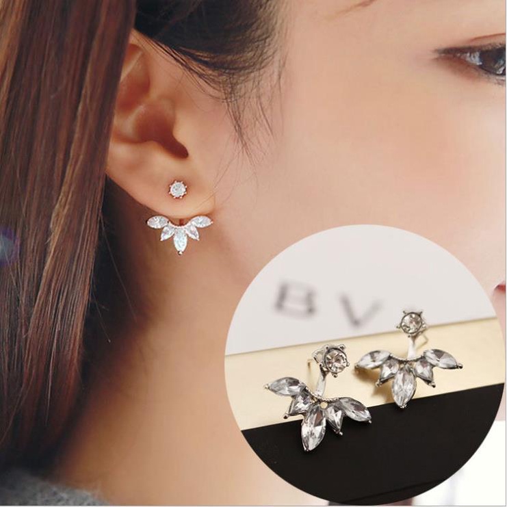 ★ODS★ FA95 Anting Berlian Paduan Aster Dengan Anting Daun Berlian /Anting Versi Korea Daun