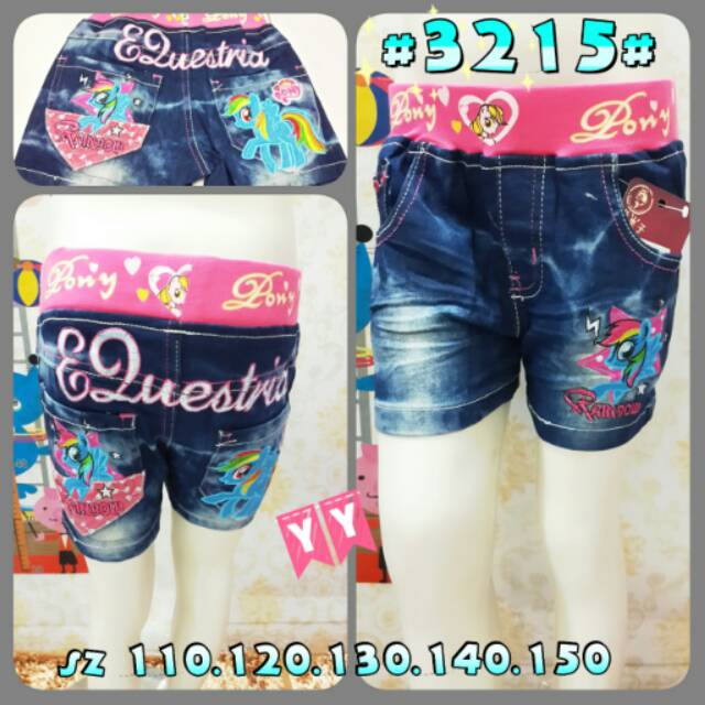 Celana Jeans Hotpants Bordir Little Pony Rainbow Dash #3215#
