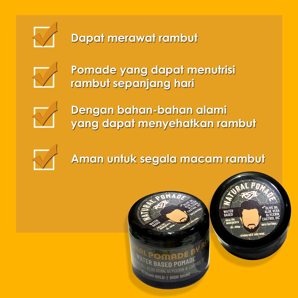 RS31 Natural Hair Pomade Isi 260 gr - Water Based Pomade Tampilan Klimis Berkilau Sepanjang Hari