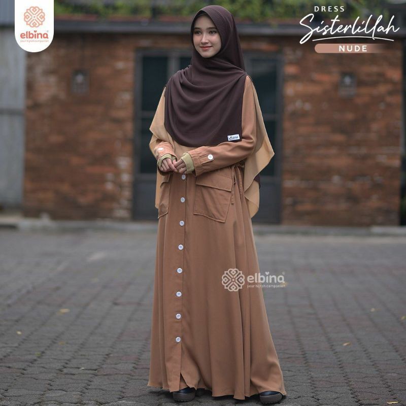 Dress Sisterlillah Elbina | Dress Syar'i | Dress Lucu | Gamis Syar'i | Casual | Elbina Hijab