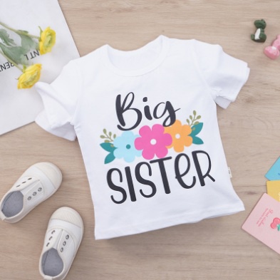 Baju anak lengan pendek baju anak BIG LITTLE SISTER import