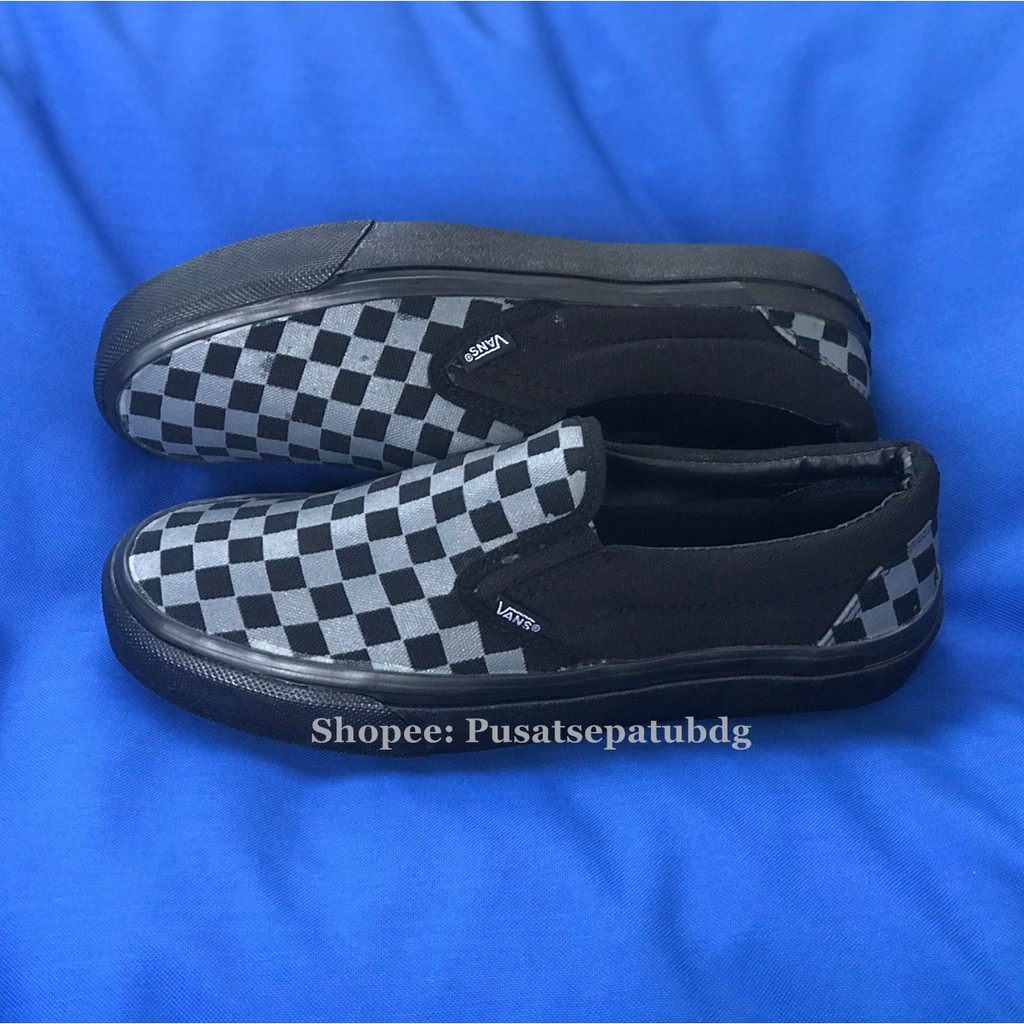 Vans Slip On Checkerboard Black Grey Sol Black