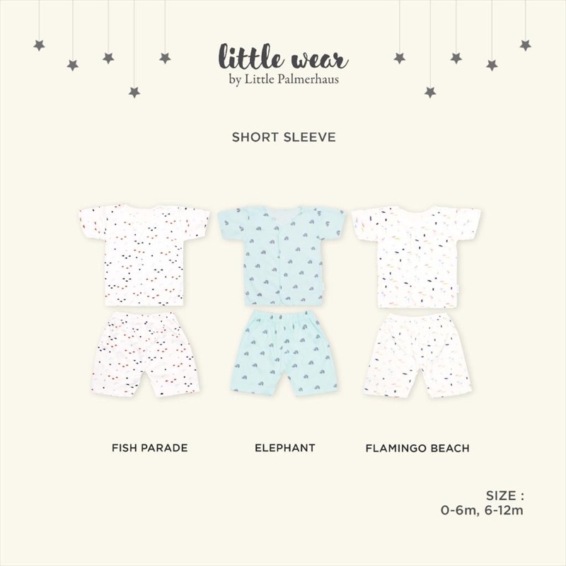 Little Wear Little Palmerhaus Button shoulder short (1-5 thn) Setelan Baju rumah anak