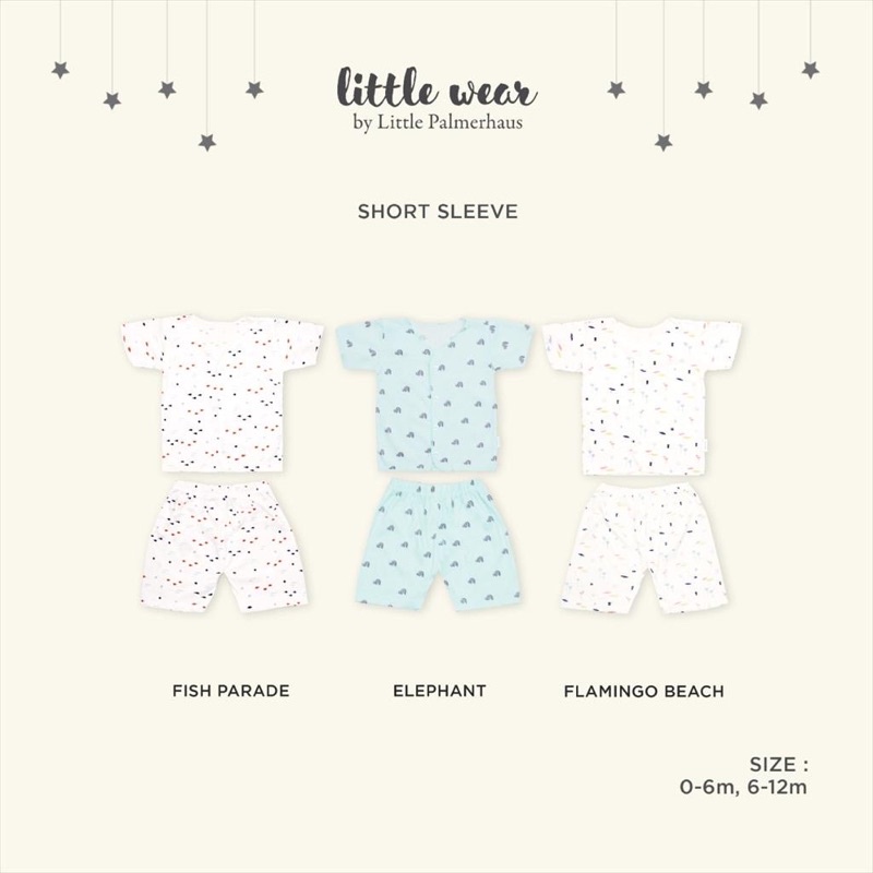 Little Wear Little Palmerhaus Button shoulder short (1-5 thn) Setelan Baju rumah anak