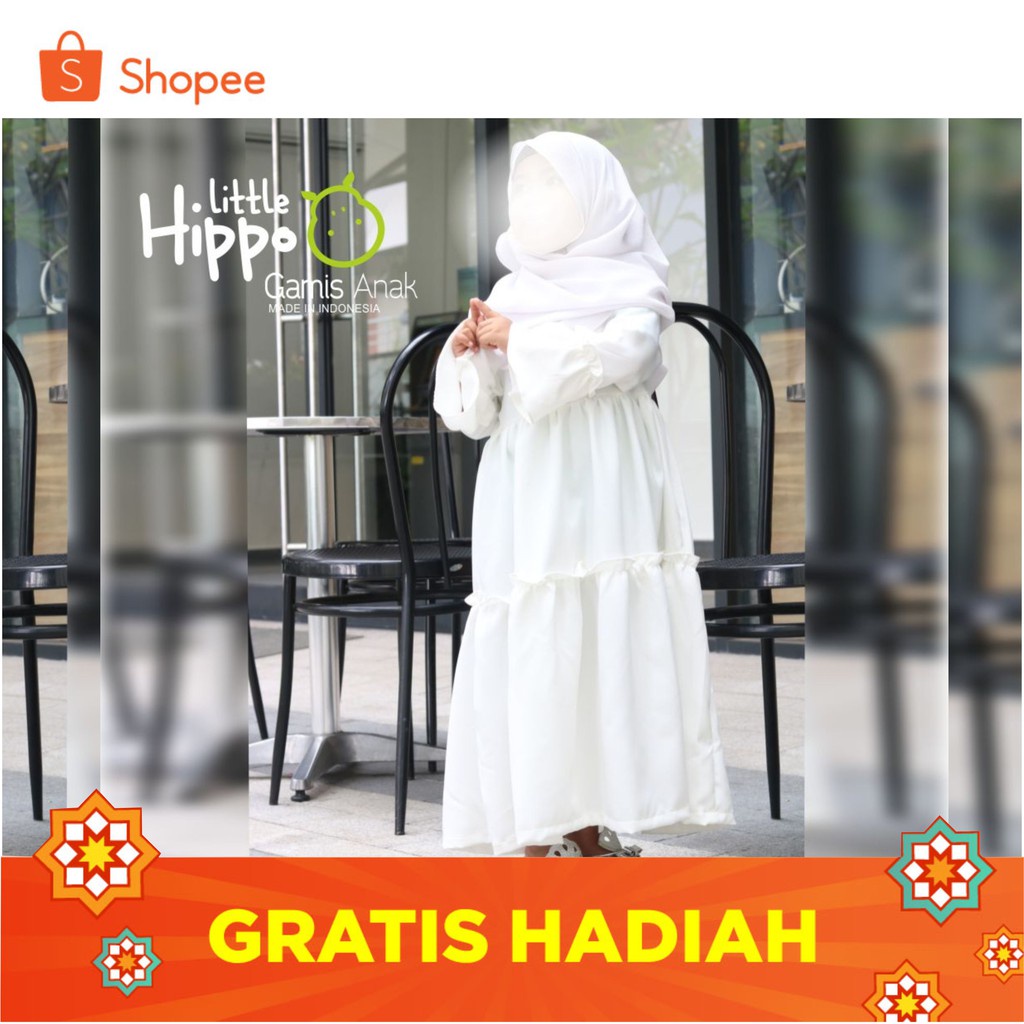 Gamis Anak Perempuan Little Hippo Premium - Putih