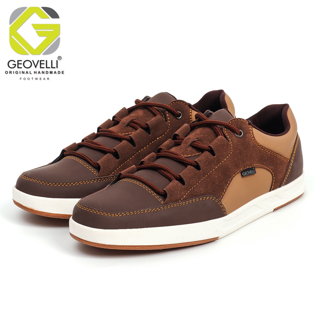 Geovelli Sepatu Sneakers Pria Casual Running Sepatu Kerja Outdoor Travelling Kuliah Kerja Putih Gvl.3126 Coklat 39 - 44