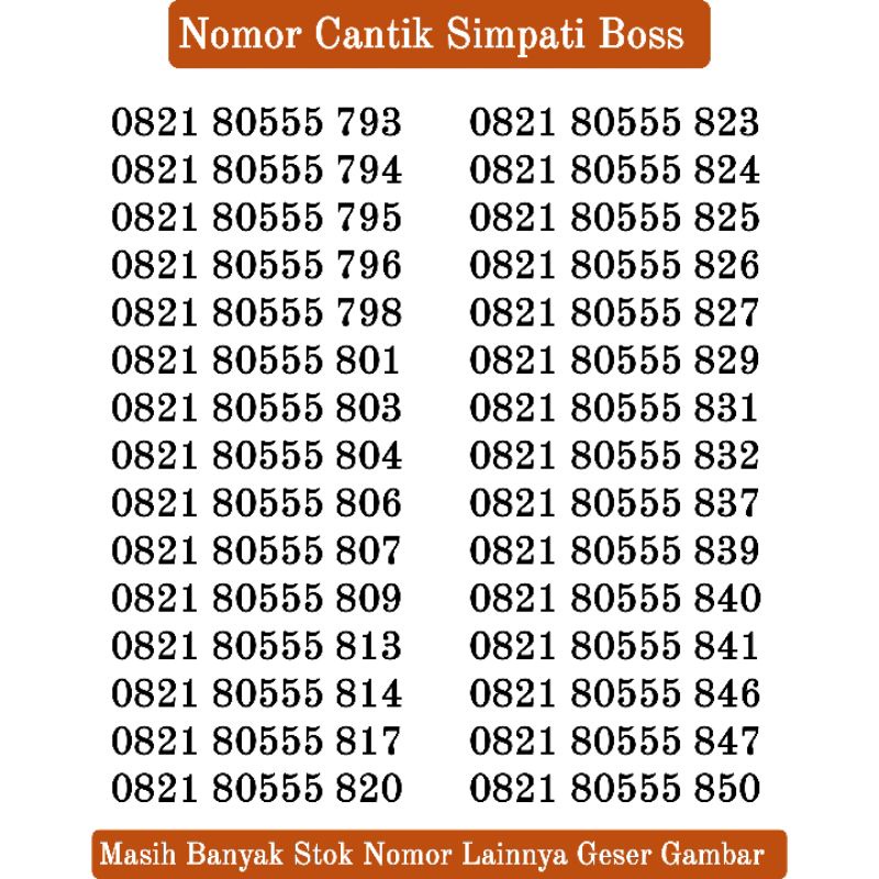 Nomor Cantik Simpati Boss