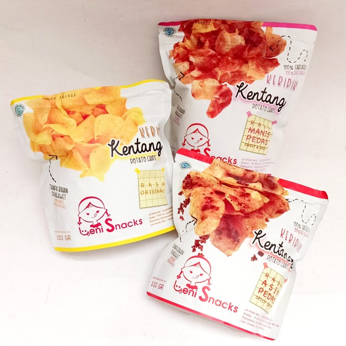 Leni Snacks - Keripik Kentang MANIS PEDAS Tanpa Bahan Pengawet 120g