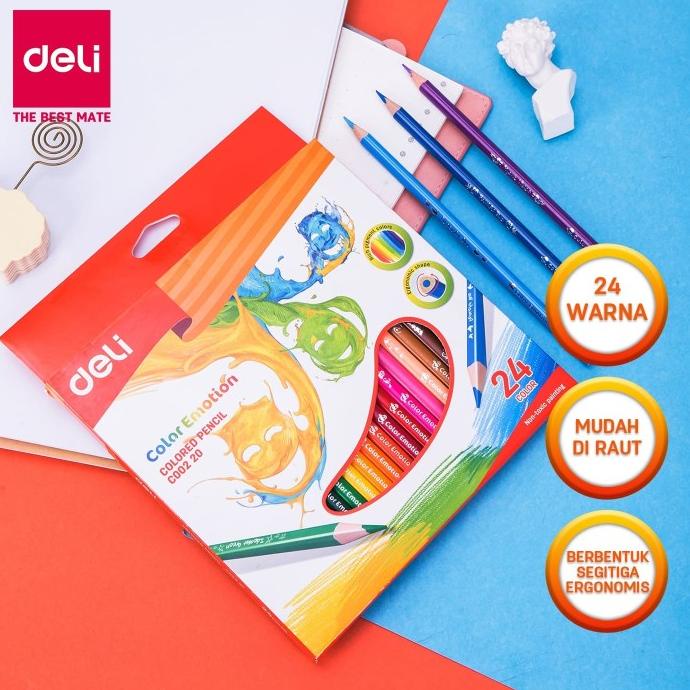 

gunturputra39 DELI Colored Pencil Triangle Soft Basswood Rich 24C [EC00220] - Pensil TERLARIS TERPERCAYA ORIGINAL