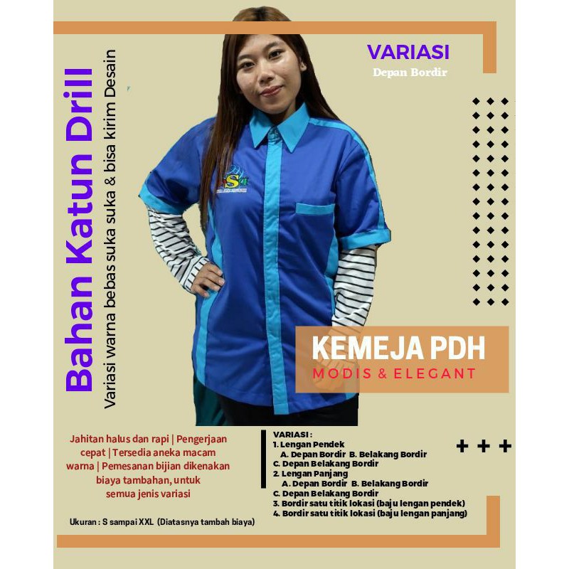 kemeja PDH costum bordir harga ecer