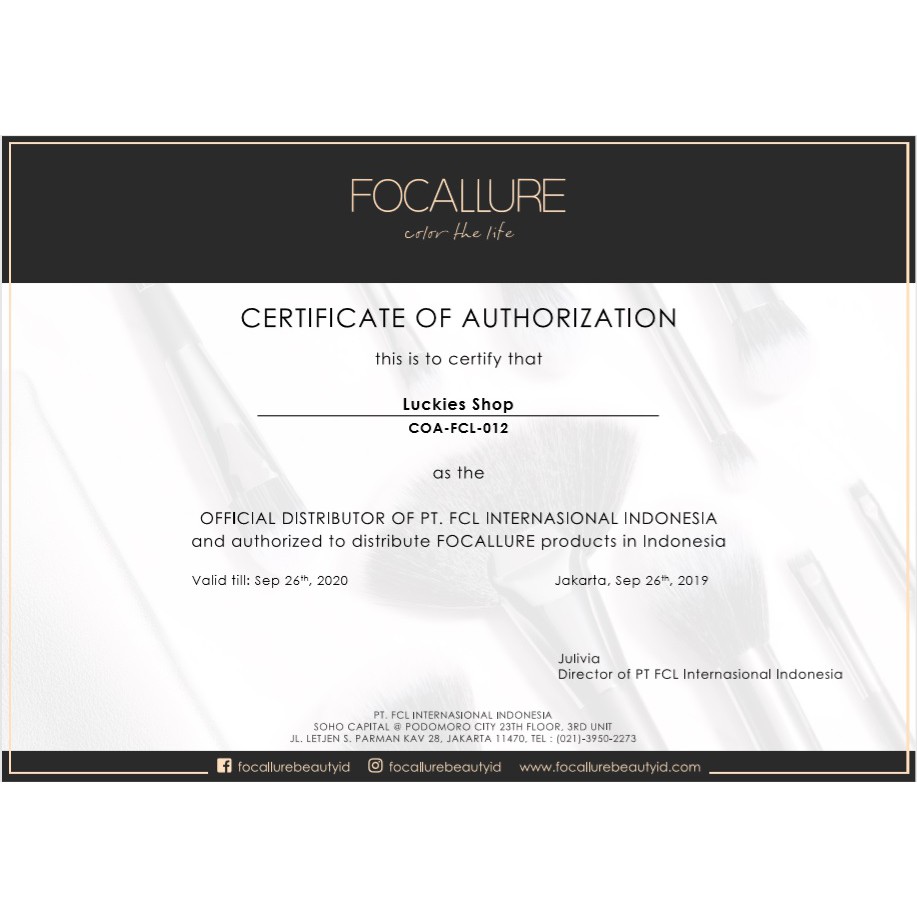 Official Distributor Focallure Full Coverage Liquid Concealer Original FA52 Concealer Liquid Ori