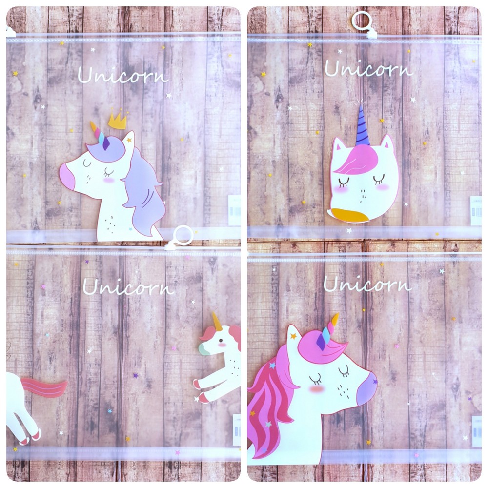 4 Pcs Map Plastik Ziplock Unicorn CZ-B0423 Ukuran A4