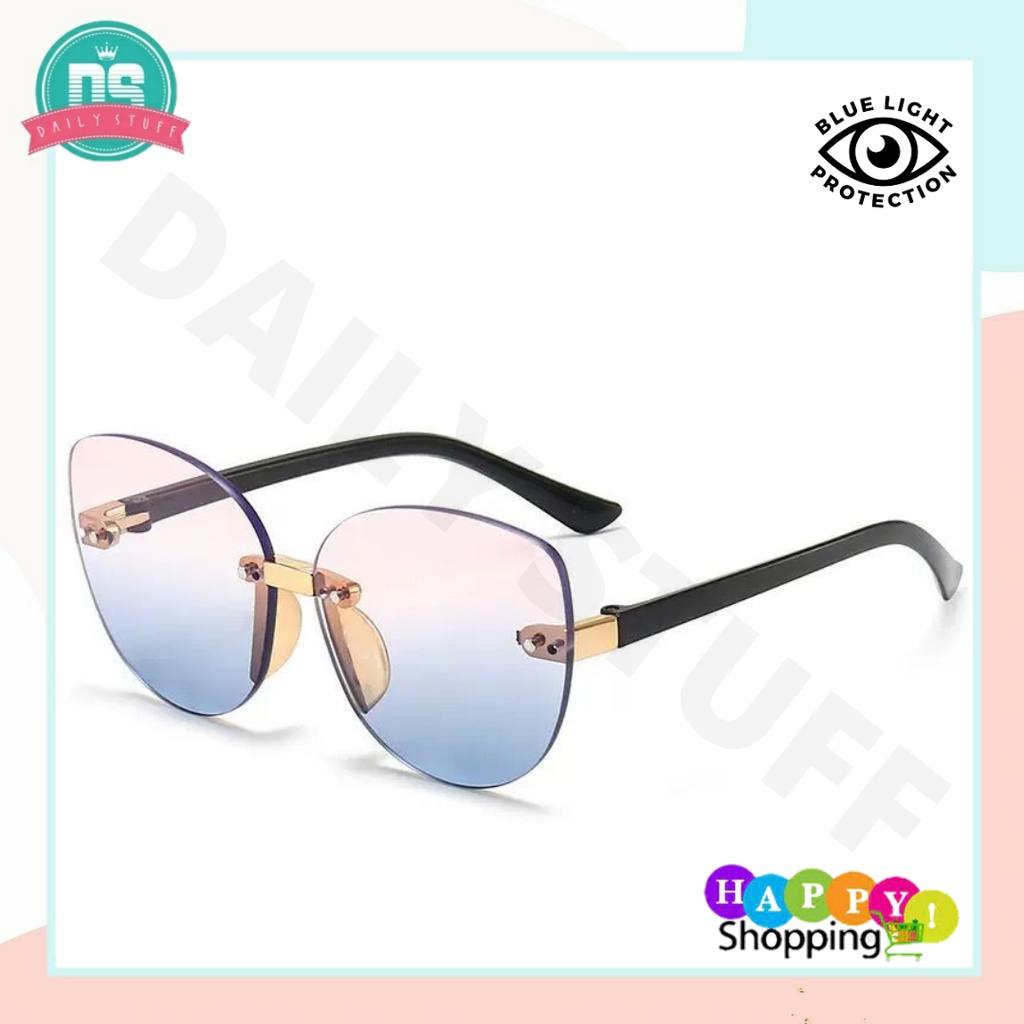 DS KC04 Sunglasses Kacamata Hitam/Gradien Bentuk Oval No frame Women Fashion Anti Radiasi New Arrival Import