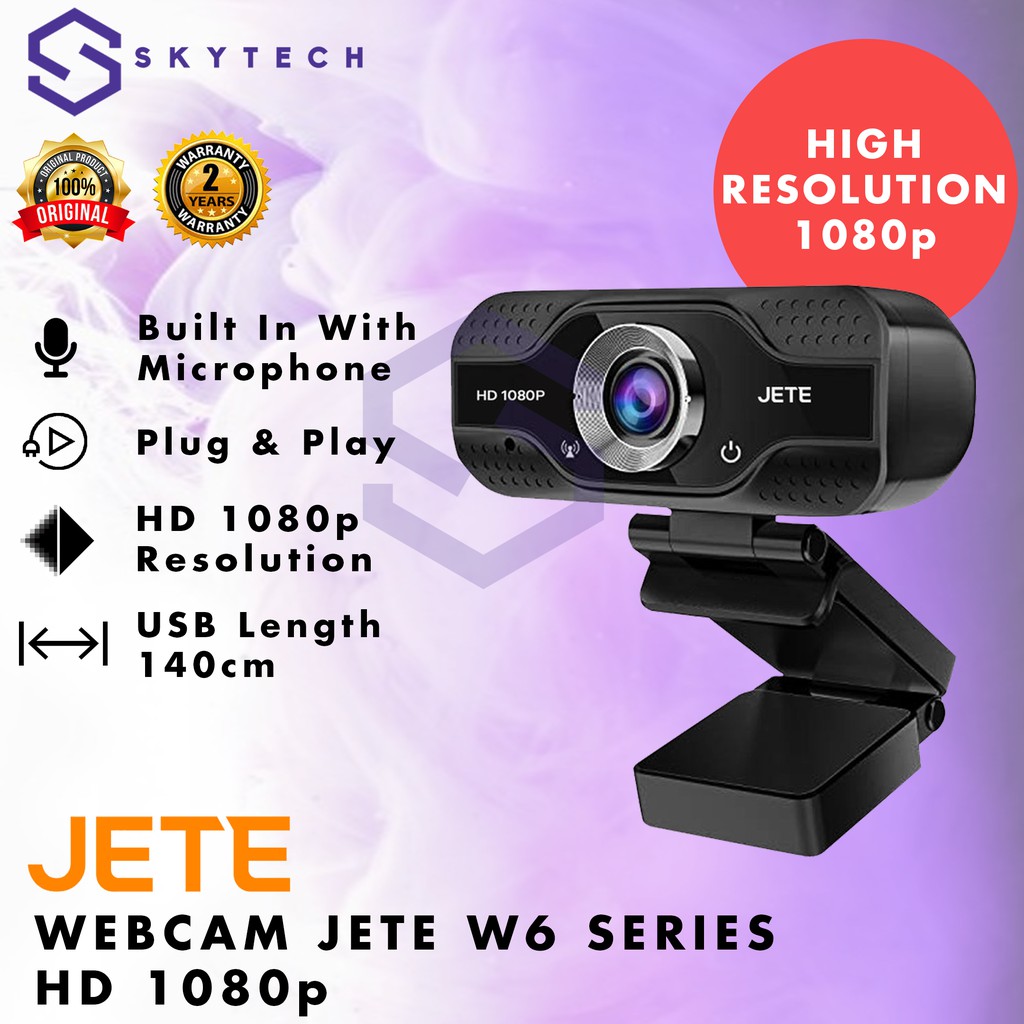 WEBCAM LAPTOP EKSTERNAL JETE W6 HD 1080p ORIGINAL GARANSI RESMI