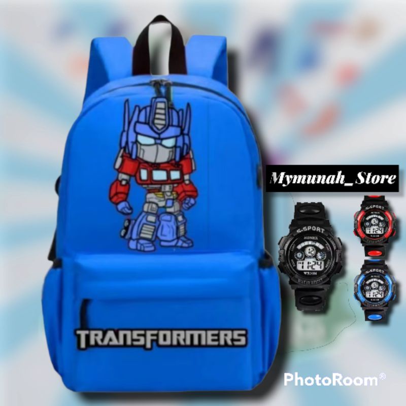 Tas Ransel Fashion Sekolah Anak Laki Laki TK SD Marvel Super Hero TransFormes