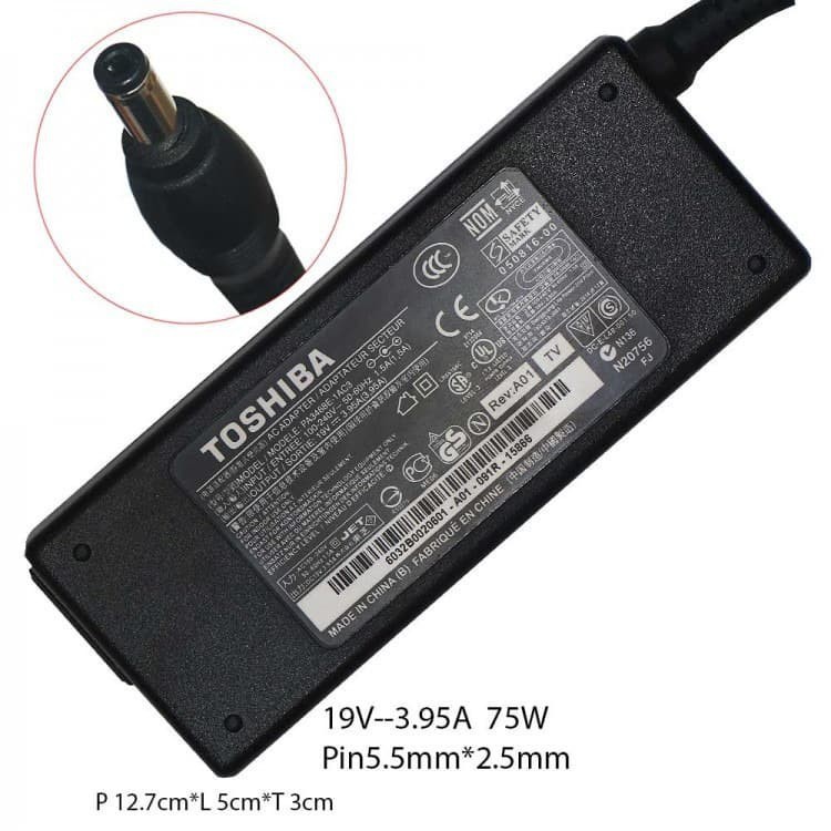 Adaptor Charger Toshiba 19v - 3.95a 5.5 2.5mm toshiba Original