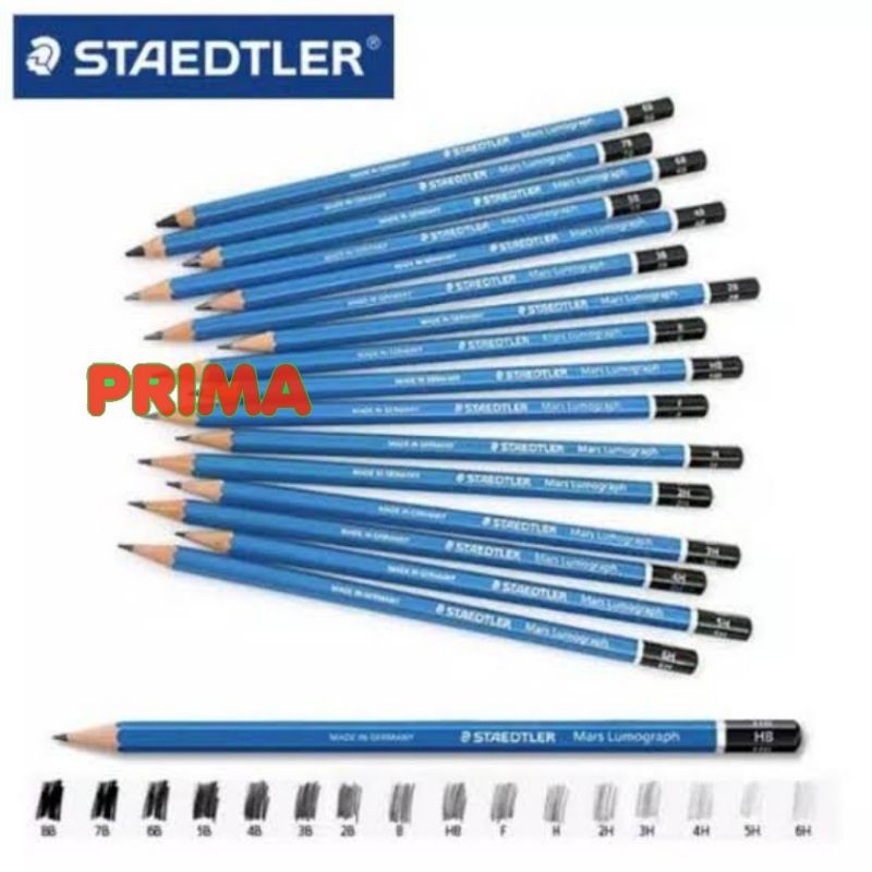 

PENSIL STAEDTLER UKURAN LENGKAP dari ukuran lengkap 6H sampai 9B termasuk Pensil Staedler 2B Ori
