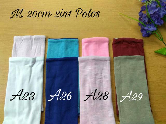 Manset bolak balik 20cm 2in1 kaos katun spandex lembut menyerap keringat