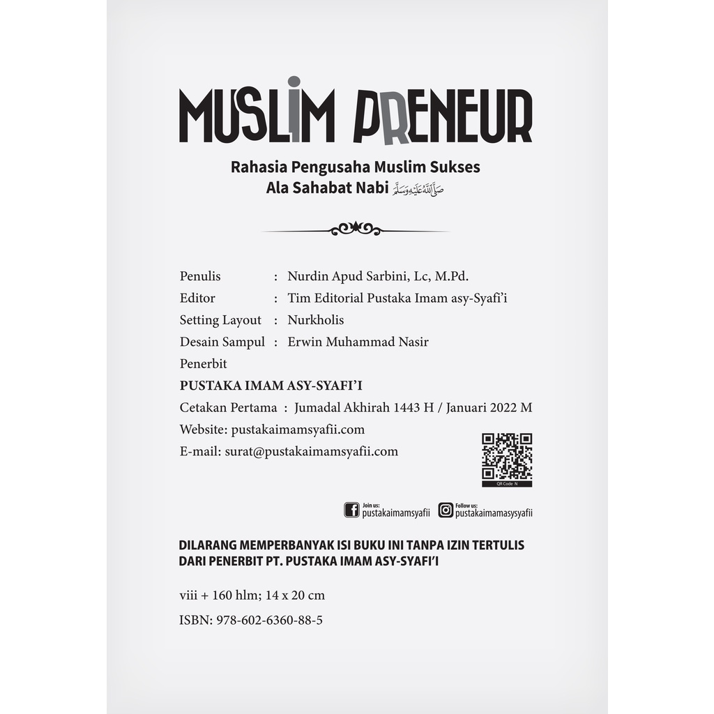 Muslim Preneur - Rahasia Pengusaha Muslim Sukses Ala Sahabat Nabi - Pustaka Imam Asy Syafii Original-1