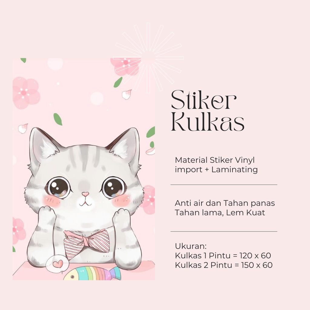 Stiker Kulkas 1 Pintu dan 2 Pintu Motif kucing Kode K-G6 - FX