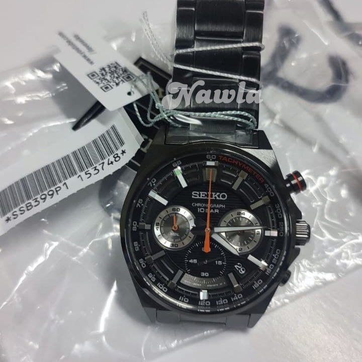 Seiko Quartz SSB399P1 Chronograph Black Stainless - Jam Tangan Pria SSB399