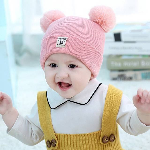 Topi Kupluk Bayi 15 MOONLIGHT-  Kupluk Pom-Pom Baby Kids Hat (